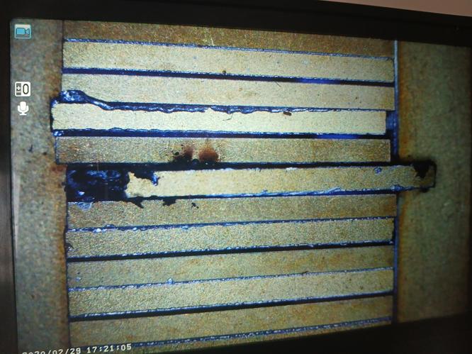 Пример неисправной диодной части манипулы Сгоревший стек в лазерной ручке