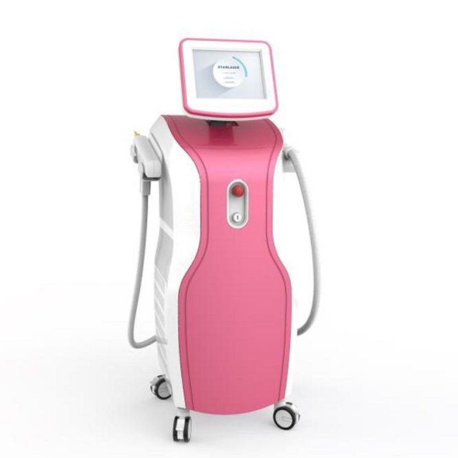 Buy 2 in 1 hot sale double handles design laser hair removal and tattoo removal machine. Buy diode laser, popular model of laser hair removal machine.